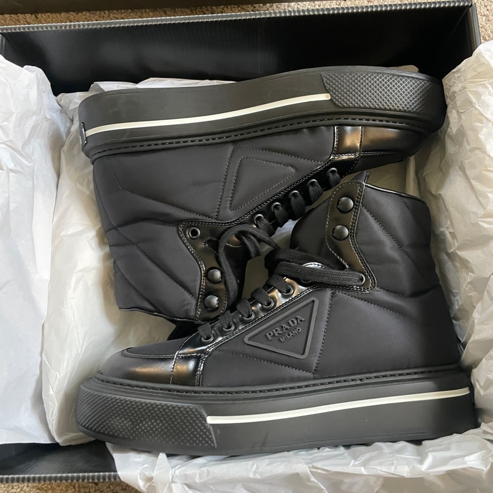 Prada Hi Top Nylon Boot leather Trainers - Picture 5 of 5
